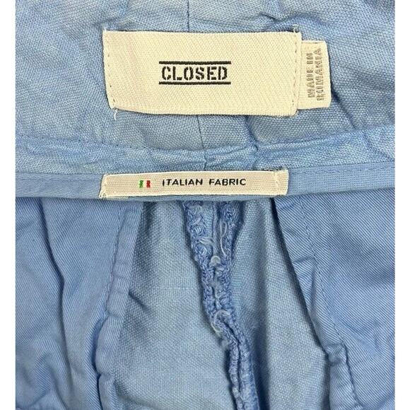 Closed Barton Cotton & Linen Pants In Blue Morning Sky Cropped Wide Leg Size 27 - Picture 6 of 9